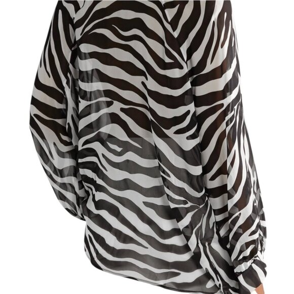 NILA LOTAN SILK ZEBRA BLOUSE OLD MONEY GLAM UPSCALE MEDIUM - Picture 3 of 5